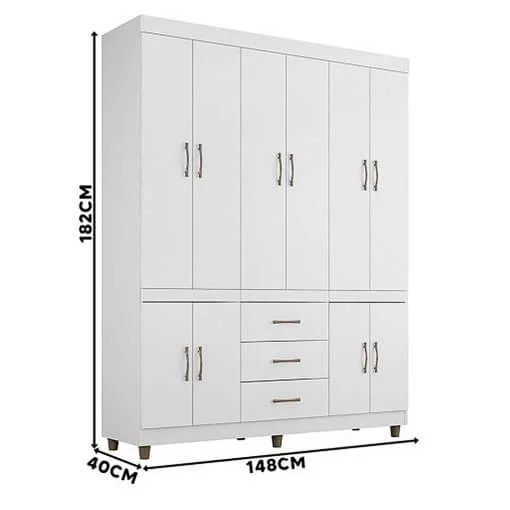 Guarda Roupa 22103 Casal 10 Portas 3 Gavetas Araplac