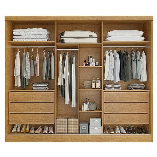 Guarda Roupa Bergamo Casal com Espelho 3 Portas 6 Gavetas Bianchi