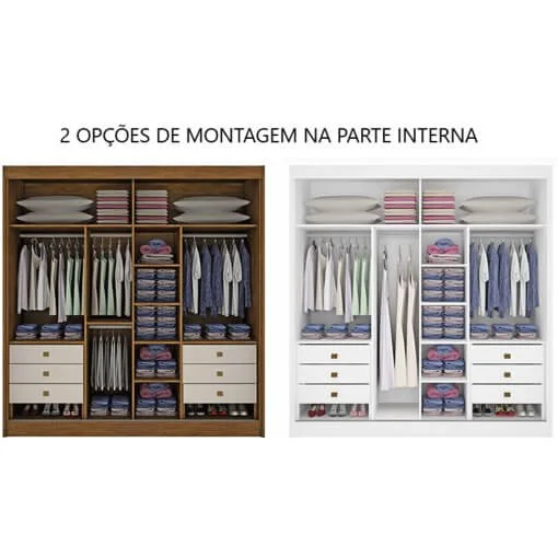 Guarda Roupa Las Vegas Casal Todo Espelhado 2 Portas 6 Gavetas D Doro