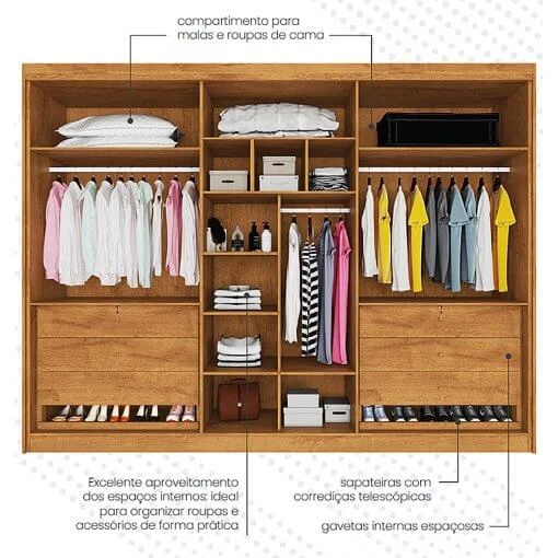 Guarda Roupa Potente Casal 6 Portas 6 Gavetas Europa