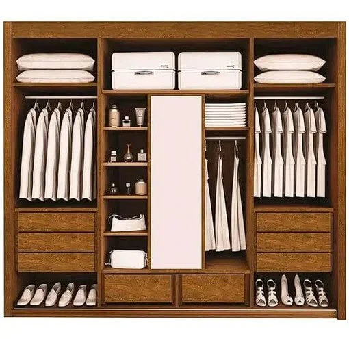 Guarda Roupa Palladio Gold Casal 4 Portas 8 Gavetas com Espelho Interno Bettio Topázio