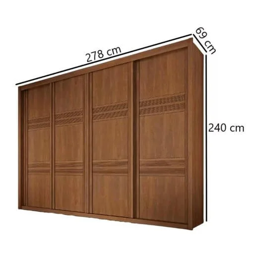 Guarda Roupa Palladio Gold Casal 4 Portas 8 Gavetas com Espelho Interno Bettio Topázio