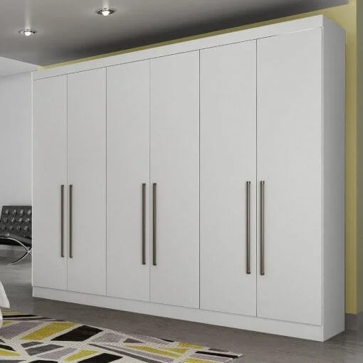 Guarda Roupa Casal Genova 6 Portas 6 Gavetas Branco