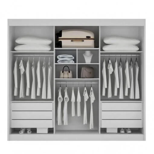 Guarda Roupa Casal Genova 6 Portas 6 Gavetas Branco
