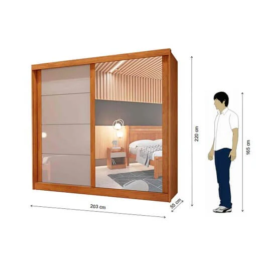 Guarda Roupa Viena Casal com Espelho 2 Portas 4 Gavetas Bianchi