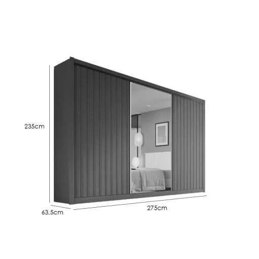 Guarda Roupa York Casal com Espelho 3 Portas 6 Gavetas Europa