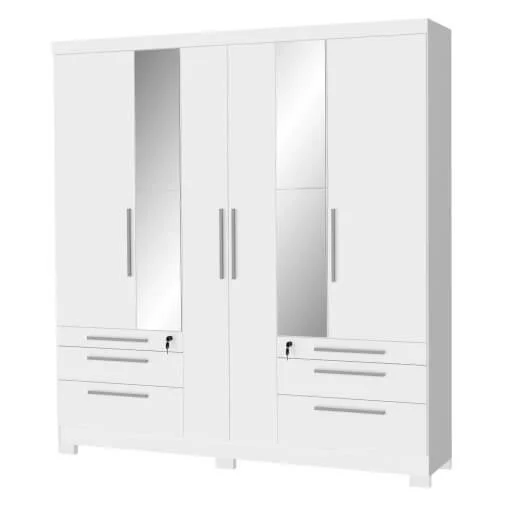 Guarda Roupa Novara Casal com Espelho 6 Portas 6 Gavetas San Marino