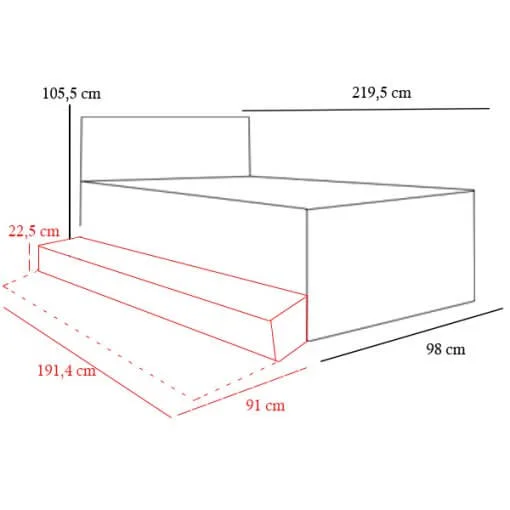Cama Tamires Com Cama Auxiliar Solteiro 2 Gavetas e Cabeceira Baú Cambel