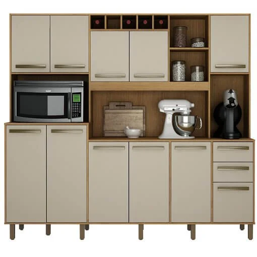 Armário de Cozinha Petra 11 Portas 2 Gavetas com Adega Valdemoveis