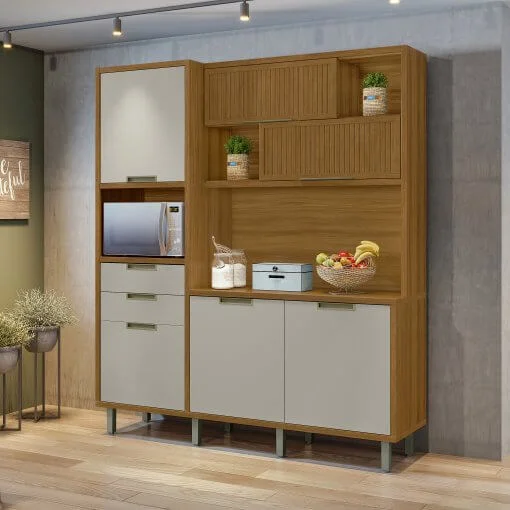 Armário de Cozinha Loft Imperatriz 6 Portas 2 Gavetas Nesher