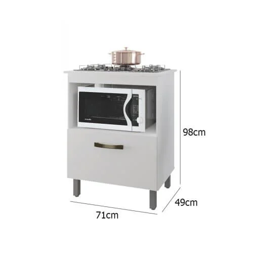 Balcão Lorena para Cooktop 4 ou 5 Bocas e Forno 1 Porta Borsari