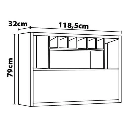 Armário Aéreo Jade com Adega 1 Porta e 3 Nichos CHF