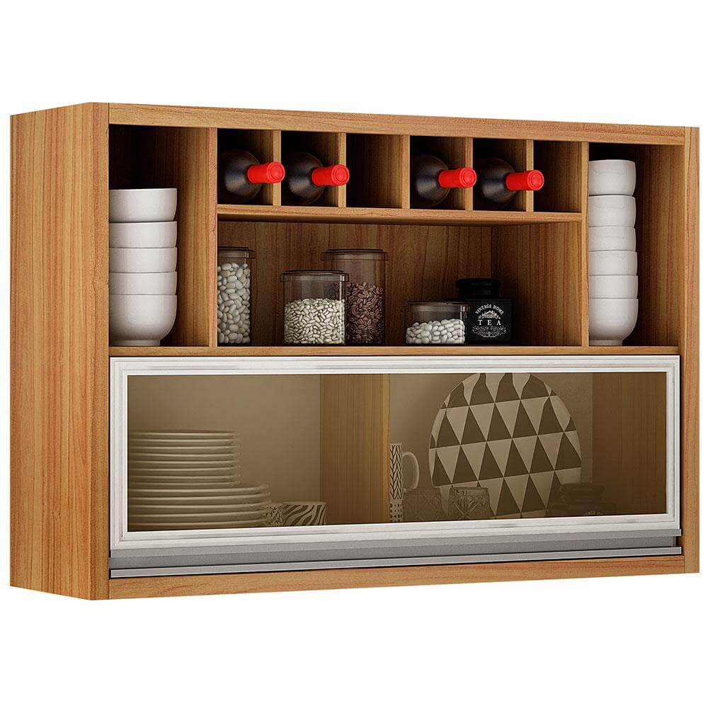 Armário Aéreo Jade com Adega 1 Porta e 3 Nichos CHF