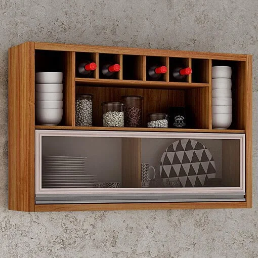 Armário Aéreo Jade com Adega 1 Porta e 3 Nichos CHF