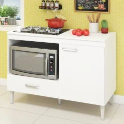 Balcão Tucum para Cooktop 4 ou 5 Bocas e Forno 1 Porta 1 Gaveta Fellicci Branco