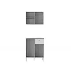 Armário Aéreo com Balcão Poquema 4 Portas 1 Gaveta Poquema Branco