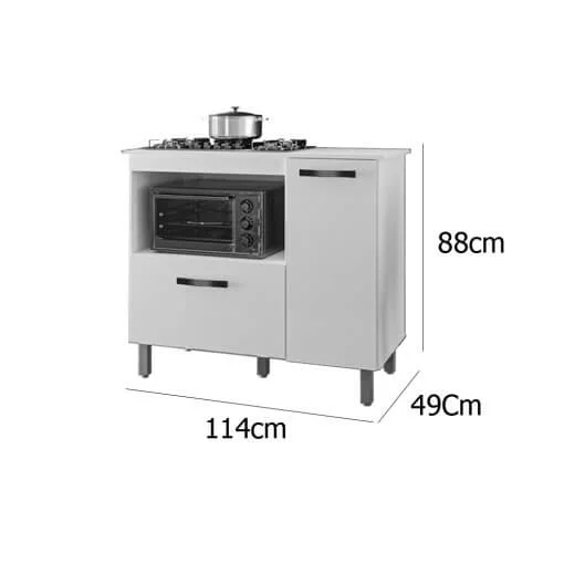 Balcão Antonella para Cooktop 4 ou 5 Bocas e Forno 2 Portas Borsari