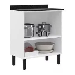 Armário Aéreo com Balcão Florença 70cm 4 Portas Itatiaia Branco