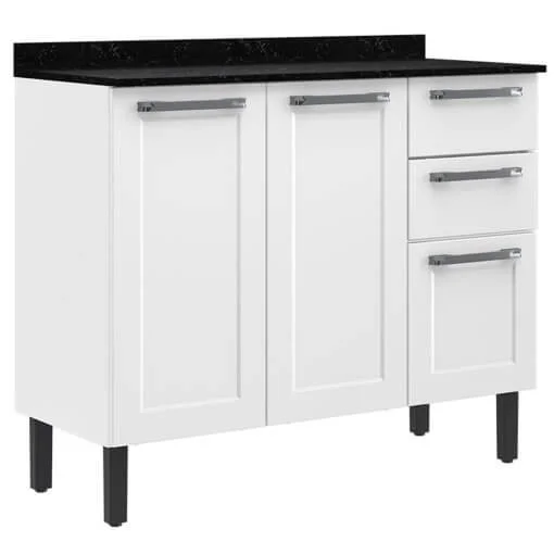 Balcão Florença 105cm 3 Portas 2 Gavetas Itatiaia Branco