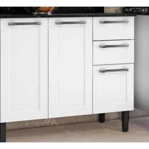 Balcão Florença 105cm 3 Portas 2 Gavetas Itatiaia Branco