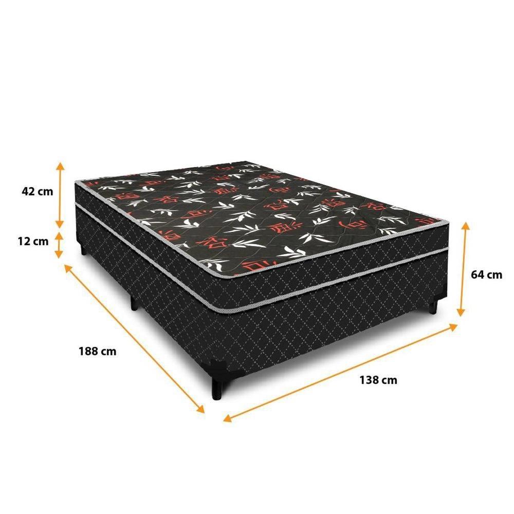 Cama Box Casal Conjugada Ortopédico Preta
