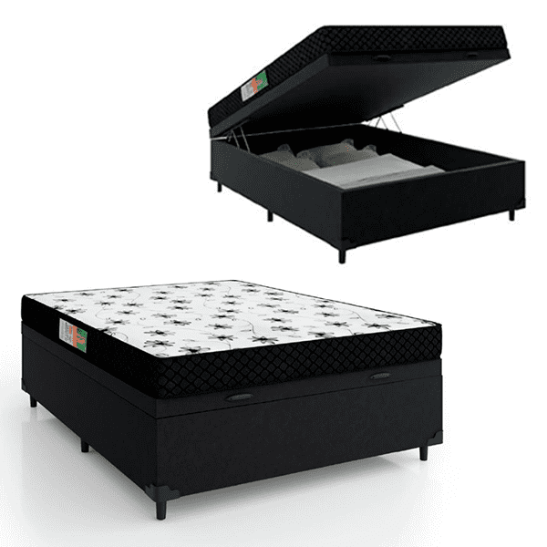 Colchão Casal Light Espuma D20 + Cama Box Baú