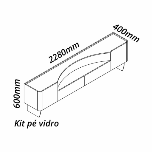 Rack Infinity para TV até 85 Polegadas 2 Portas 2 Gavetas com LED e Pés em Vidro Gelius