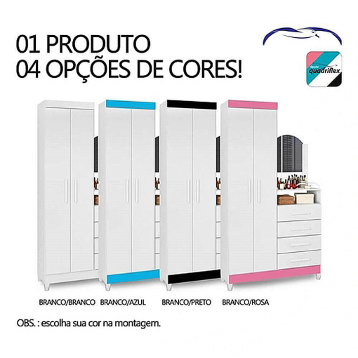 Cômoda Capri 4 Gavetas 2 Portas com Espelho Albatroz