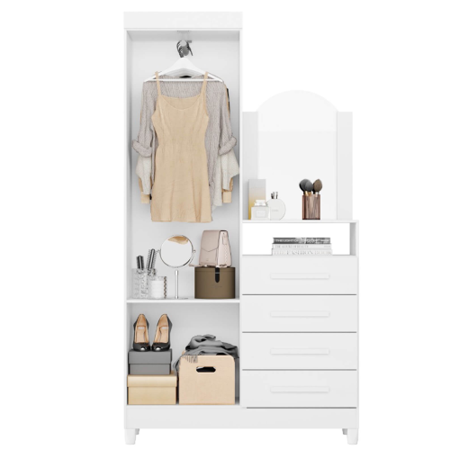 Cômoda Capri 4 Gavetas 2 Portas com Espelho Albatroz