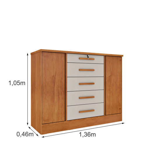 Cômoda Fortuna 5 Gavetas 2 Portas Tcil