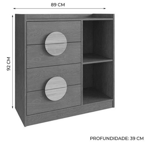 Cômoda PH 1749 com 4 Gavetas Herval
