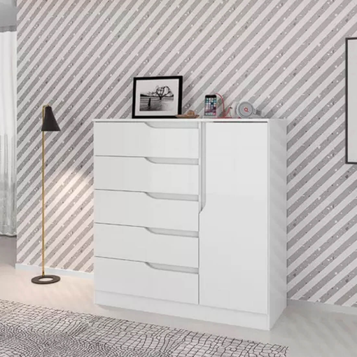 Cômoda Sapateira Paris New 5 Gavetas 1 Porta Atualle