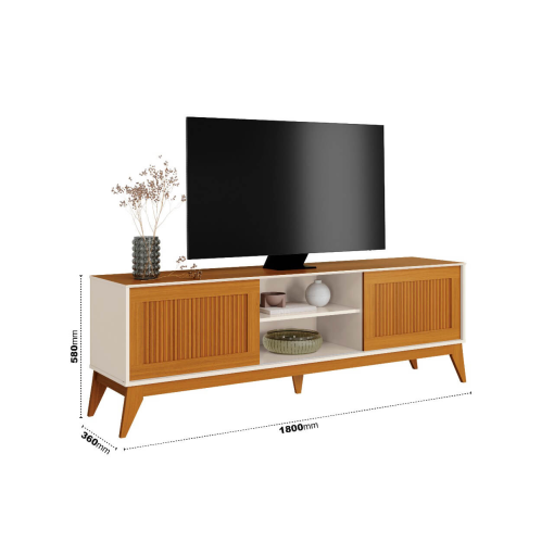 Rack King para TV até 65 Polegadas 2 Portas Ripado em Impressão 3D EDN