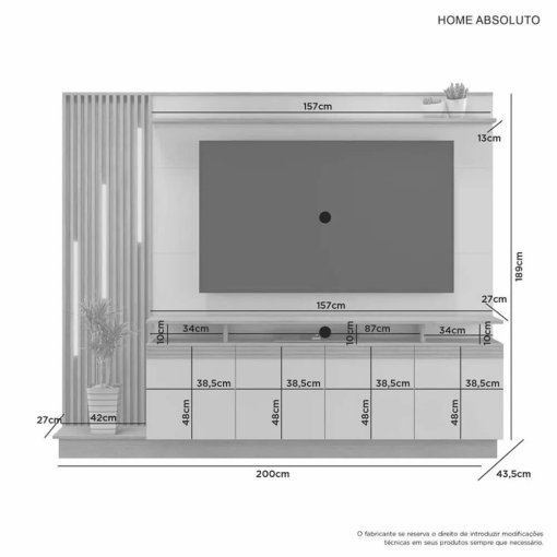 Home Absoluto Estante para TV até 65 Polegadas com LED 4 Portas JCM