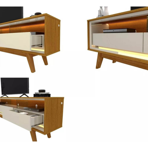 Rack Requinte 172cm para TV até 65 Polegadas com LED 2 Gavetas Gelius
