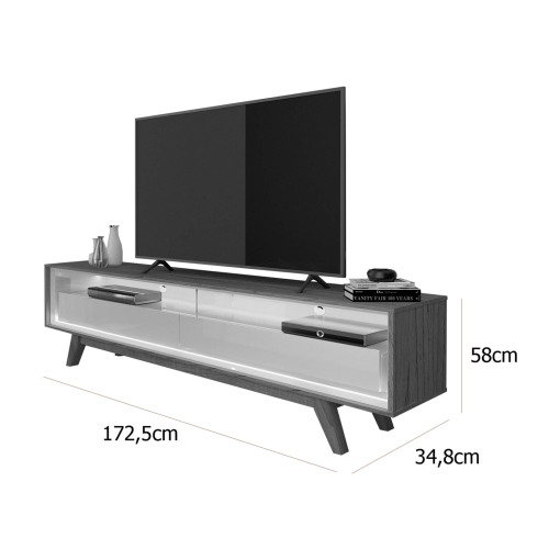 Rack Requinte 172cm para TV até 65 Polegadas com LED 2 Gavetas Gelius