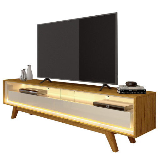 Rack Requinte 172cm para TV até 65 Polegadas com LED 2 Gavetas Gelius