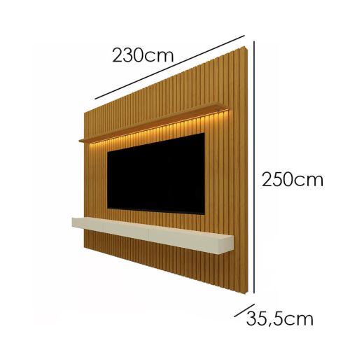 Painel Nobre Com Nicho 230cm Home para TV até 85 Polegadas com LED Gelius