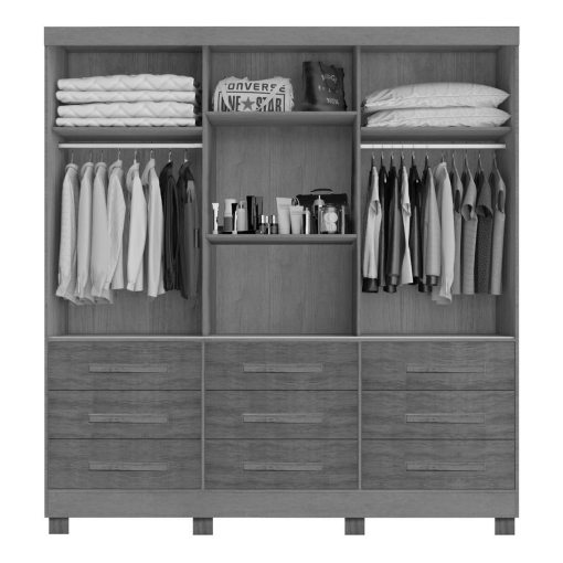 Guarda Roupa Athenas Bianchi Casal 3 Portas 9 Gavetas