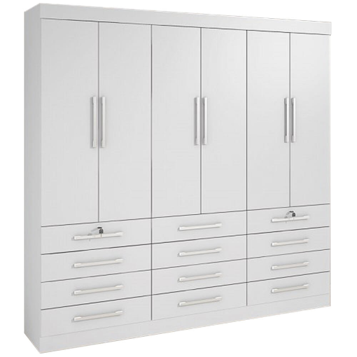 Guarda Roupa Mônaco Casal 6 Portas 12 Gavetas
