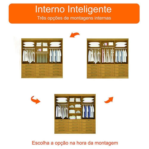 Guarda Roupa Mônaco Casal 6 Portas 12 Gavetas
