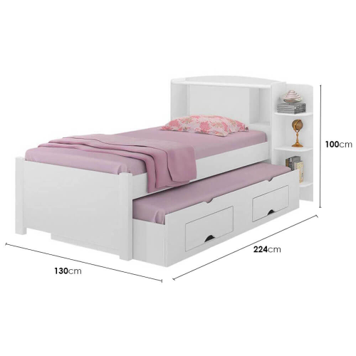 Cama Milenio Solteiro com Cama Auxiliar Com 2 Gavetas