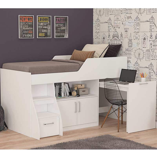 Cama Multifunção Bianca MDF com 2 Portas, 1 Gavetão e Escrivaninha