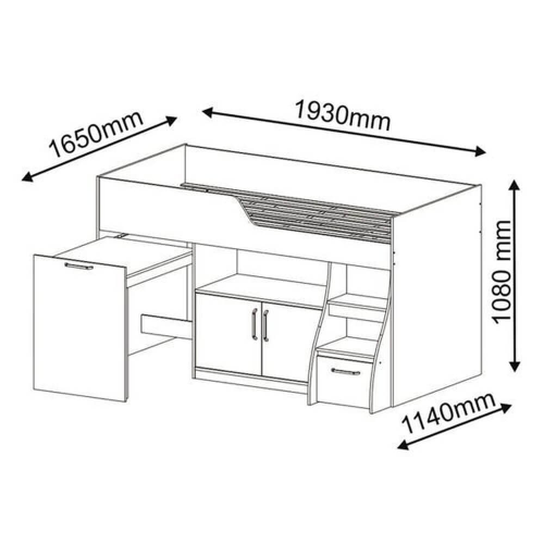 Cama Multifunção Bianca MDF com 2 Portas, 1 Gavetão e Escrivaninha