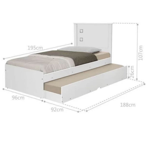 Cama Barcelona com Cama Auxiliar Solteiro Tebarrot