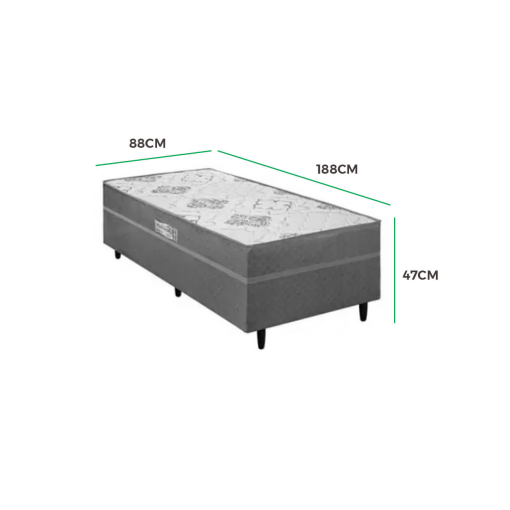 Cama Box Açucena Solteiro Ortopédica 88x188x47cm Ecotec