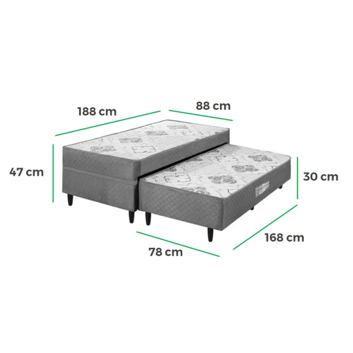 Bicama Box Açucena Solteiro Ortopédica 88x188x47cm Ecotec