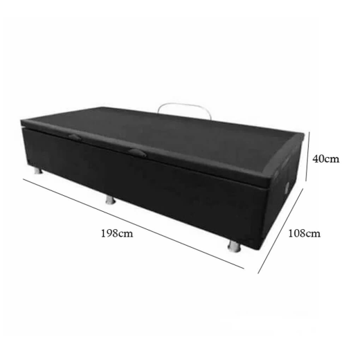 Base Box Baú Solteirão Corino 40x108x198 Framar Preto