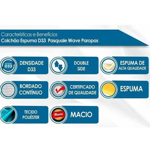 Colchão Pasquale Wave 88×188 D33 Solteiro Paropas