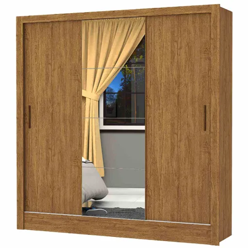 Guarda Roupa Casal Dubai com Espelho e 3 Portas de Correr